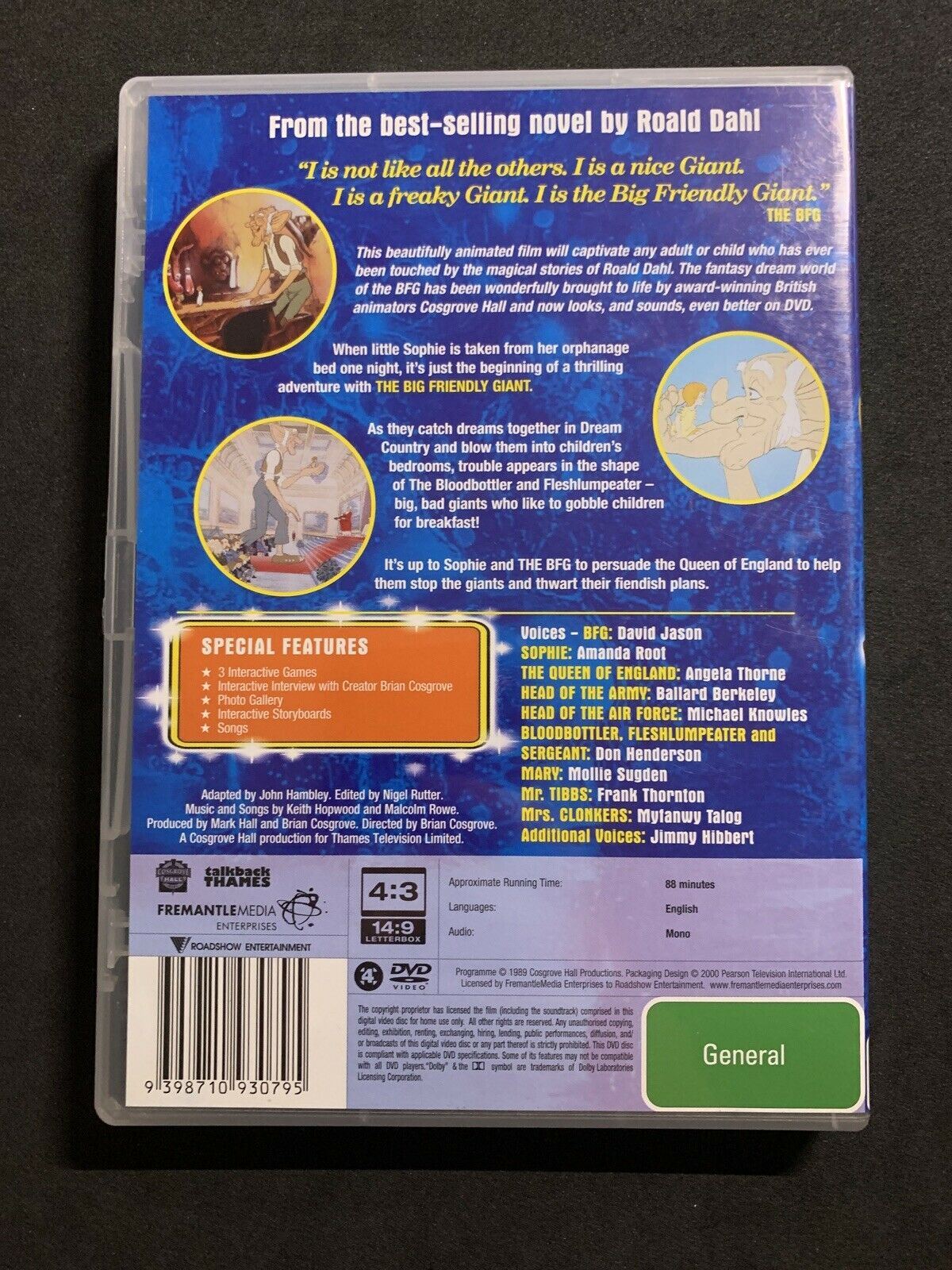 The BFG - Big Friendly Giant (DVD, 1989) Roald Dahl. Region 4