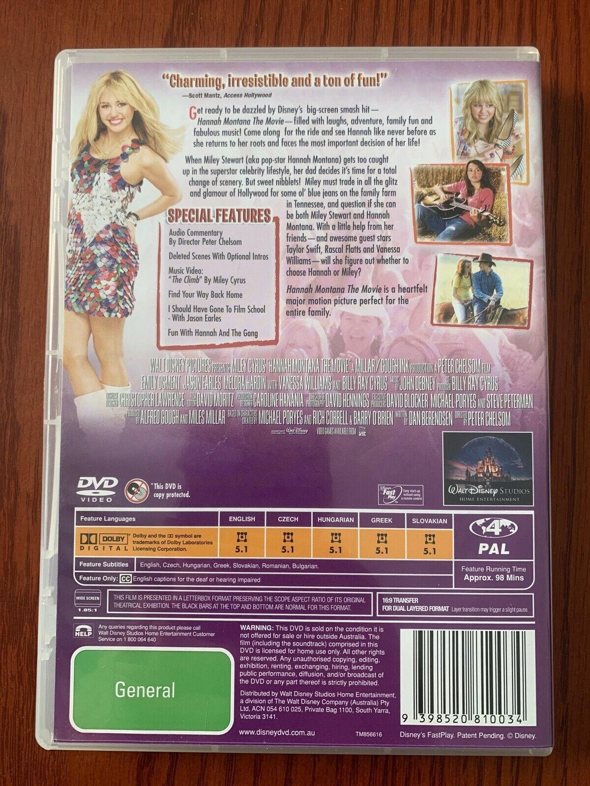 Hannah Montana - The Movie (DVD, 2009) Miley Cyrus, Emily Osment - Region 4