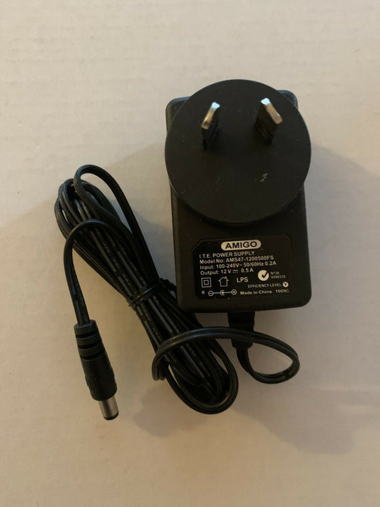AMIGO AC/DC Power Adapter MODEL: AMS47-1200500FS Output- 12volt DC @ 500mA