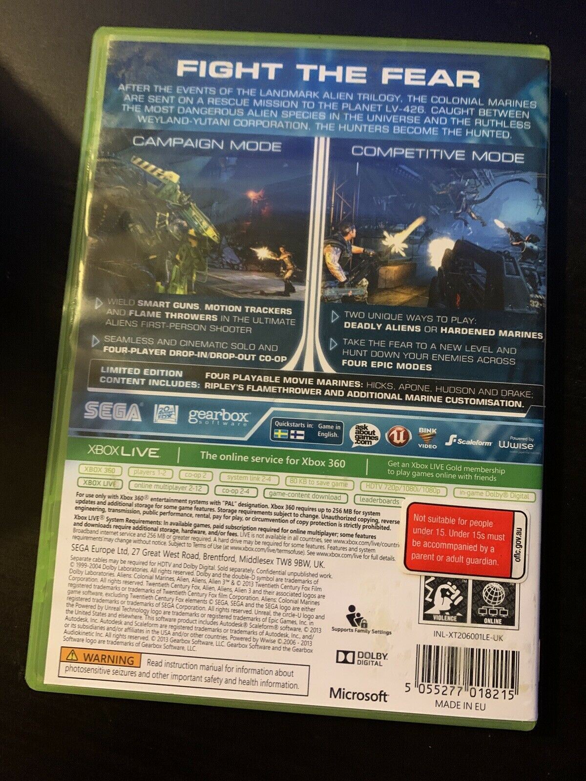 Aliens Colonial Marines Limited Edition Xbox 360 PAL With Manual