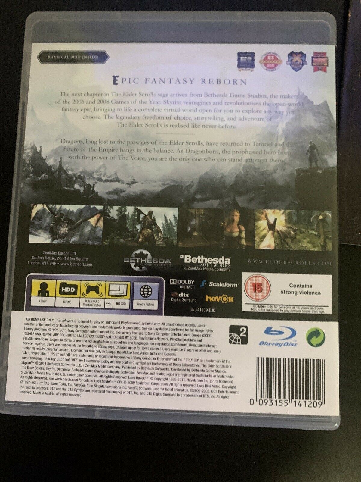 Skyrim: The Elder Scrolls V - 5 - PS3 - Action RPG With Manual & Map