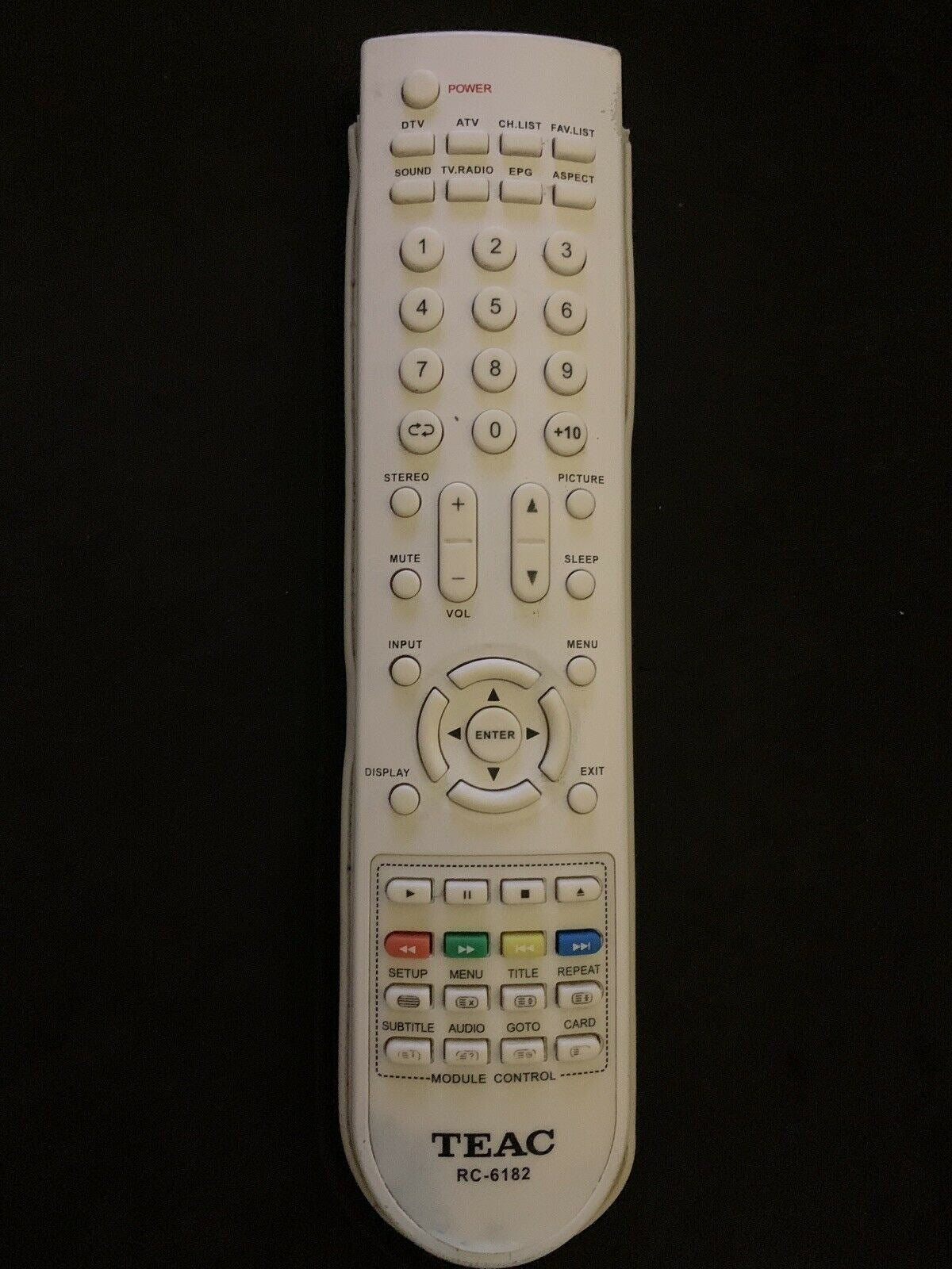 Genuine Teac RC-6182 Remote Control (Missing Battery Cover) LCDV1955HD, LCDV2255