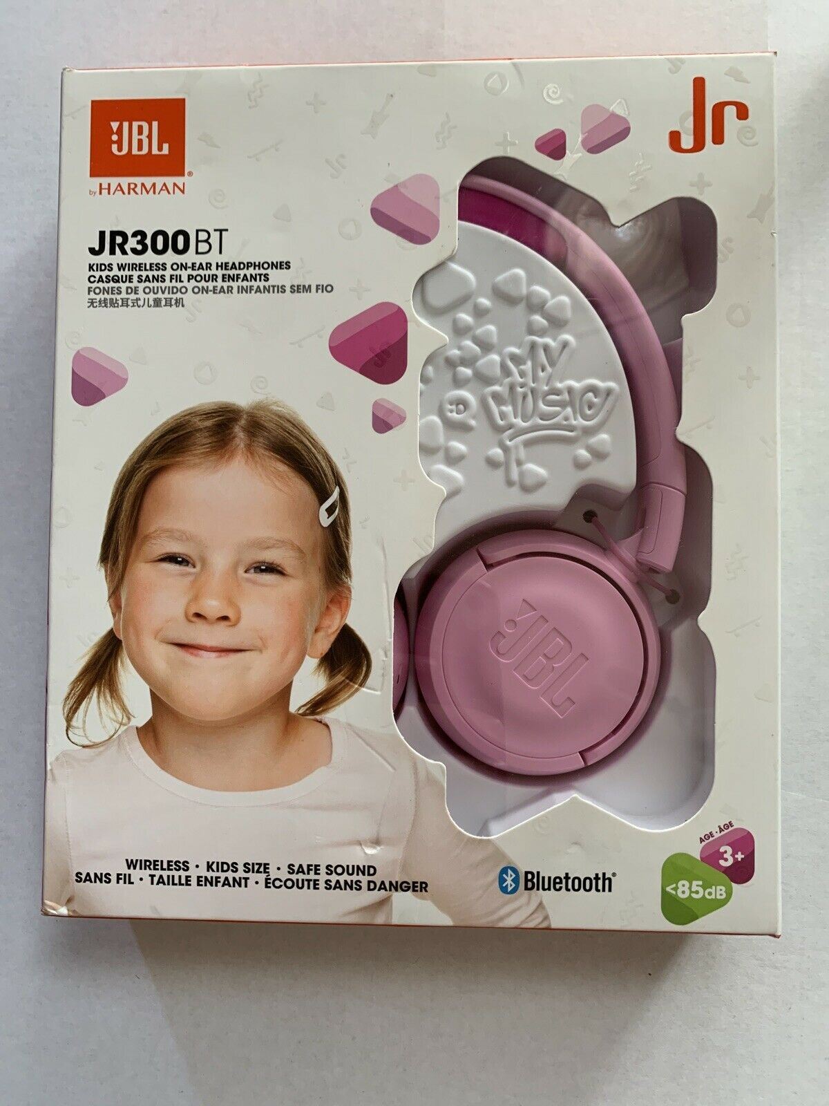 JBL JR300BT Kids On-Ear Wireless Headphones Safe Sound Technology Pink Bluetooth