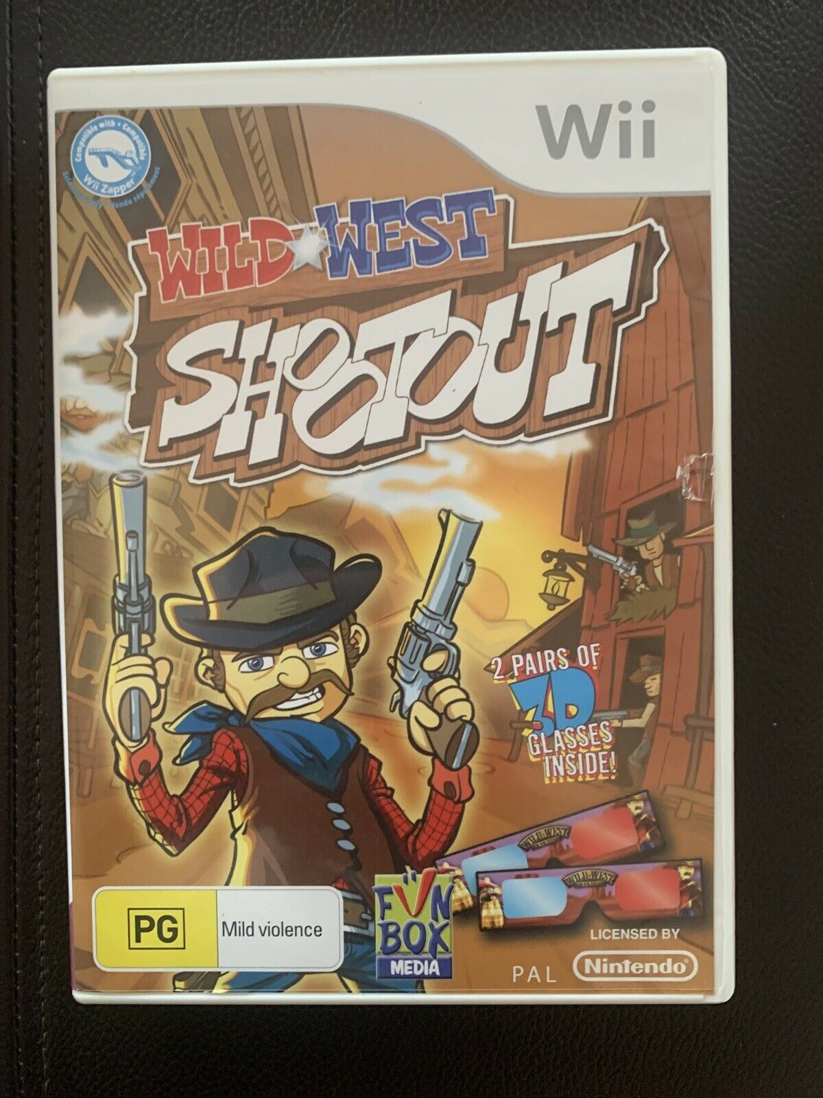 Wild West Shootout Gun Blasters Bundle - Nintendo Wii PAL 2 Guns, Game 3d Glass