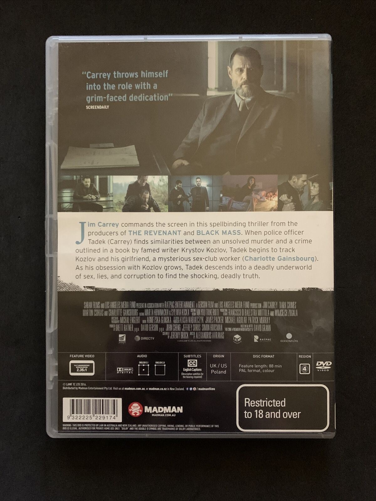 Dark Crimes (DVD, 2016) Jim Carrey, Marton Csokas, Charlotte Gainsbourg Region 4