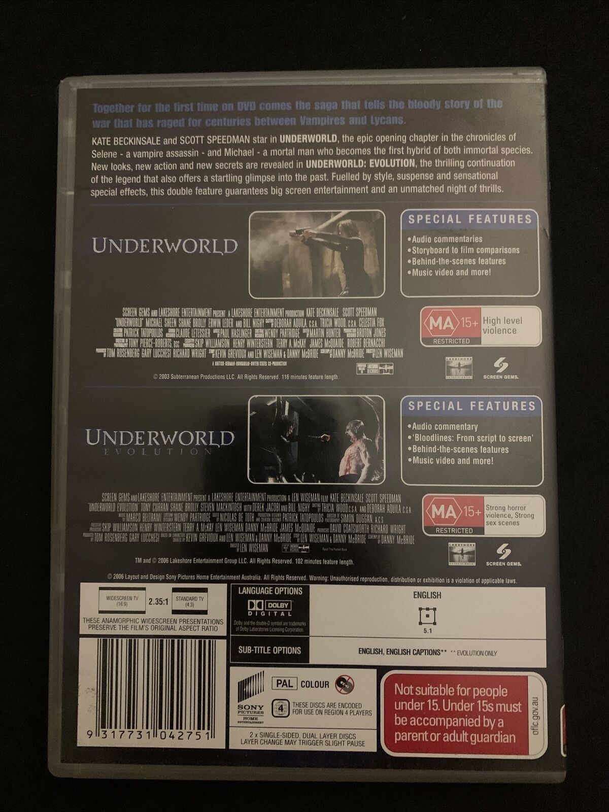 Underworld/Underworld Evolution - ULTIMATE COLLECTORS PACK DVD 2-DISC Region 4