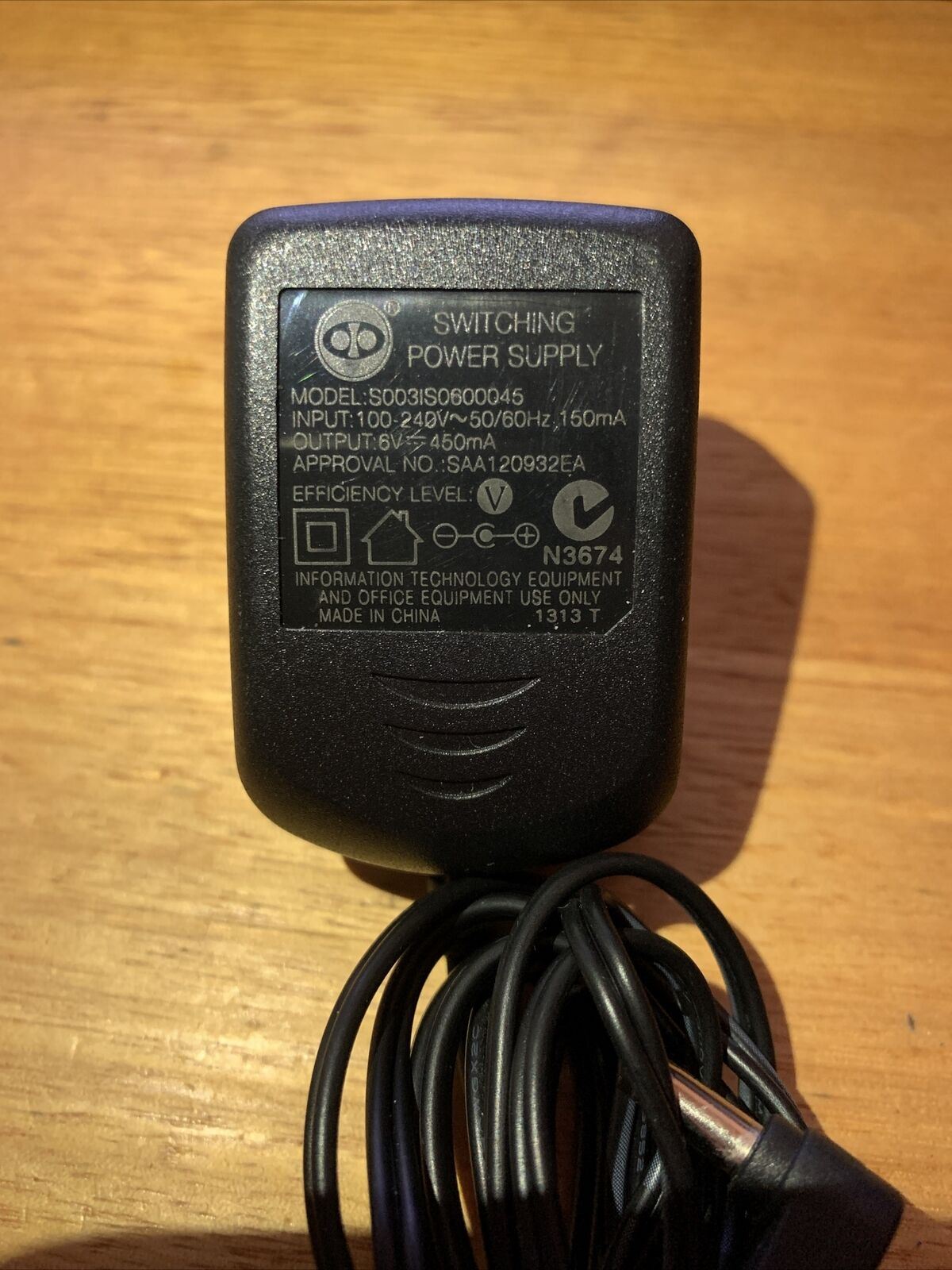 Switching Power Supply S003IS0600045 6v 450mA AC Adapter