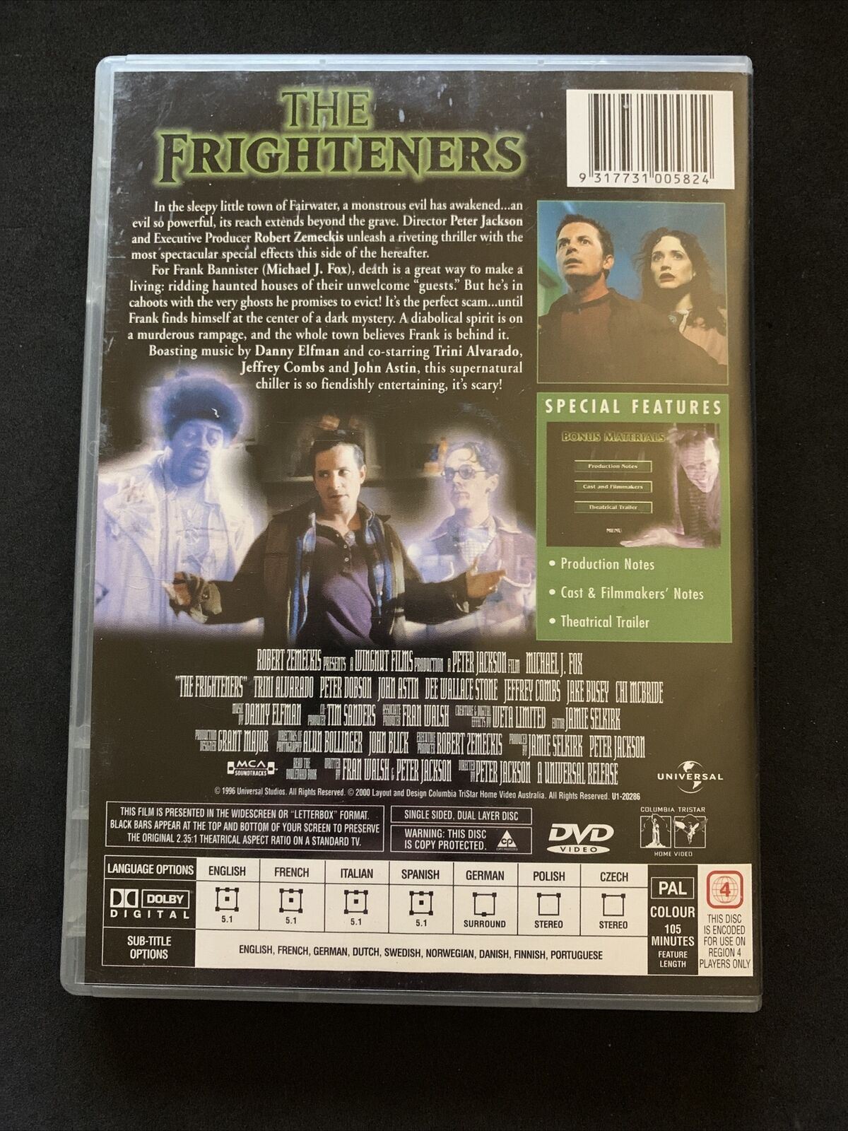 The Frighteners (DVD, 1996) Peter Jackson Film - Michael J. Fox. Region 4