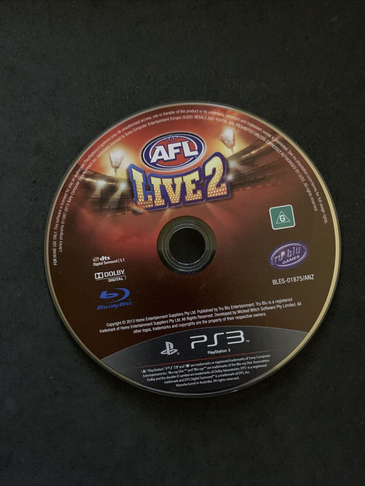 AFL Live 2 - PS3 Game with Manual