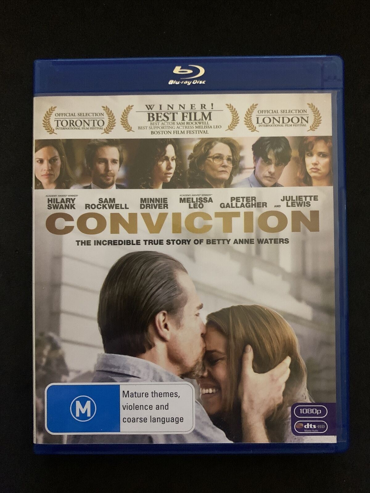 Conviction (Blu-ray, 2010) Hilary Swank, Sam Rockwell, Melissa Leo - Region B