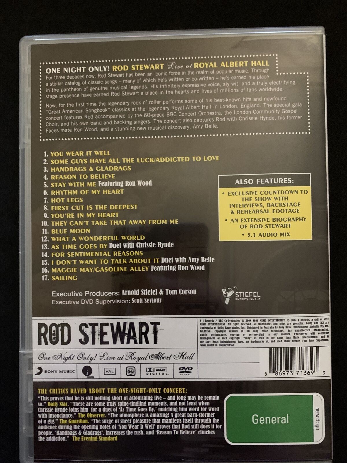 Rod Stewart - One Night Only! Live At Royal Albert Hall (DVD, 2008) Region Free