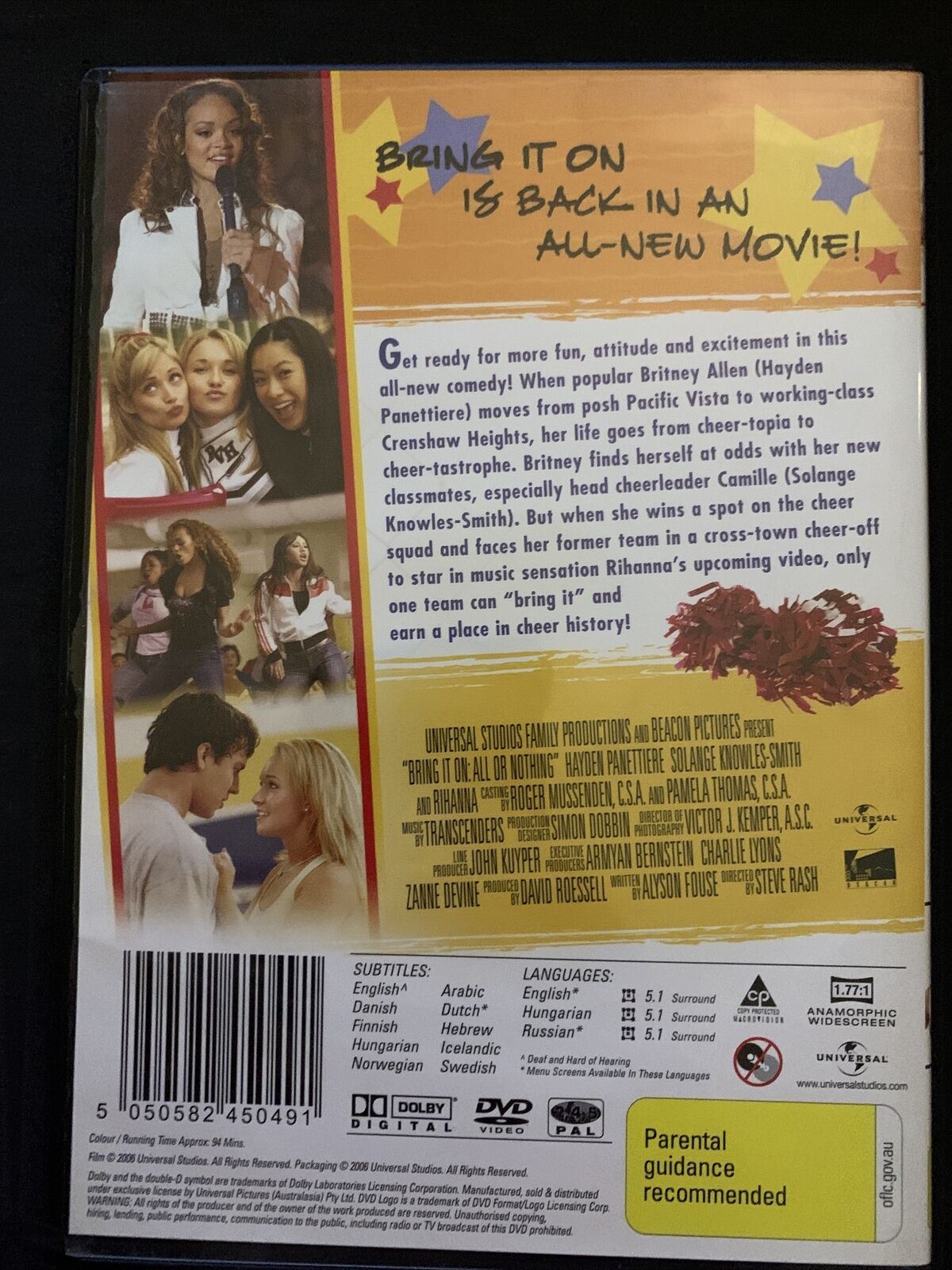 4x Bring it On DVD's: The Original Plus 3 Sequels. Region 4