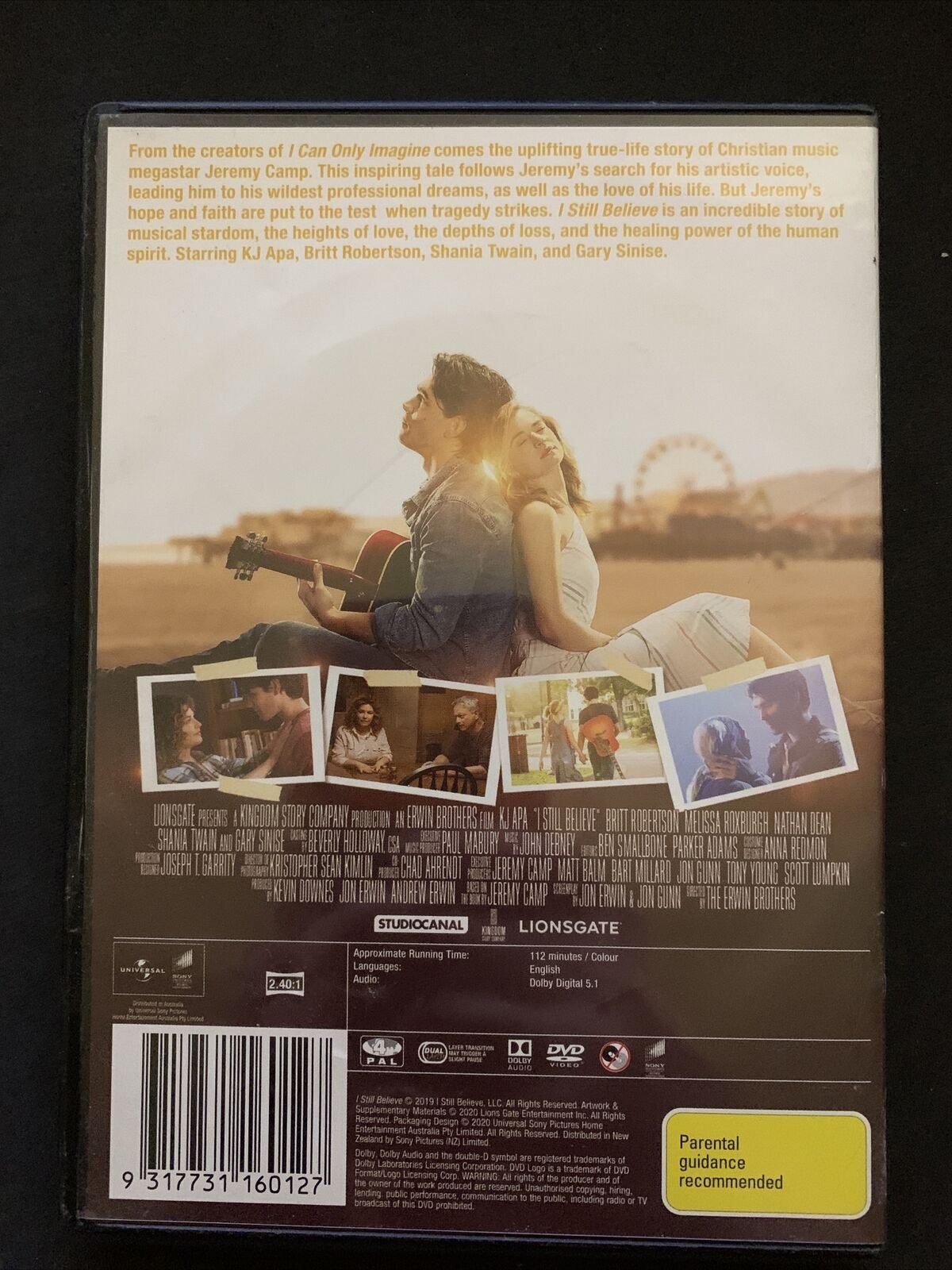 I Still Believe (DVD, 2020) K.J. Apa, Britt Robertson, Shania Twain - Region 4