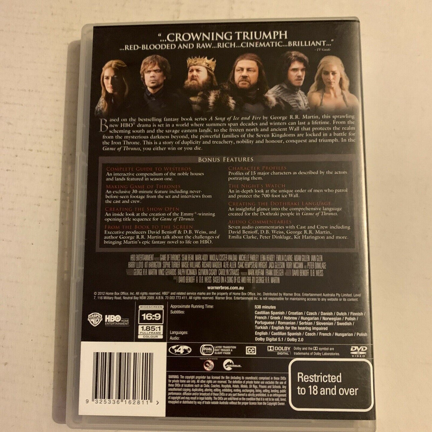 Game Of Thrones : Season 1 (DVD, 2012, 5-Disc Set)  Region 4,2