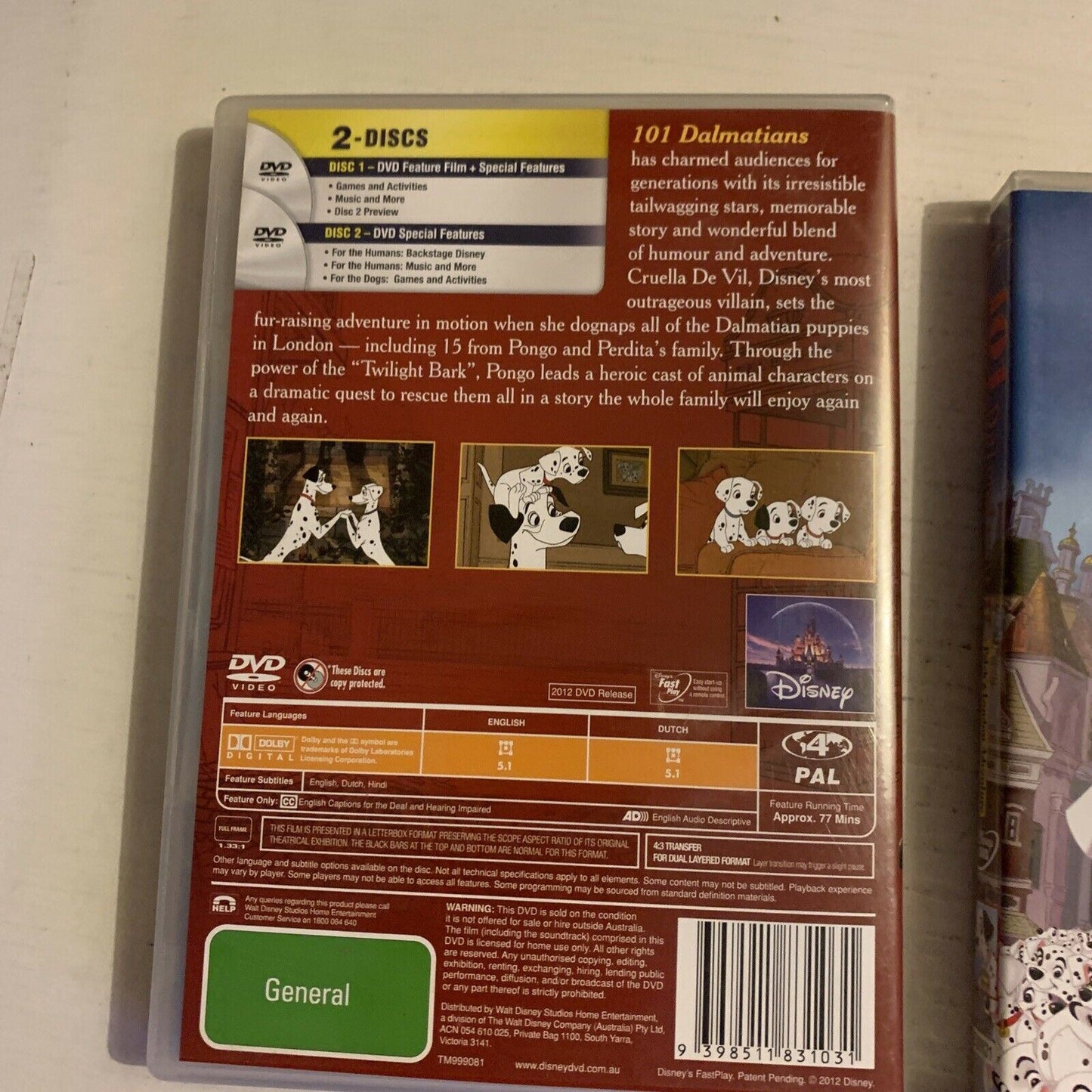 101 Dalmatians & 101 Dalmatians II 2 (DVD) 2x Disney Movie. Region 4