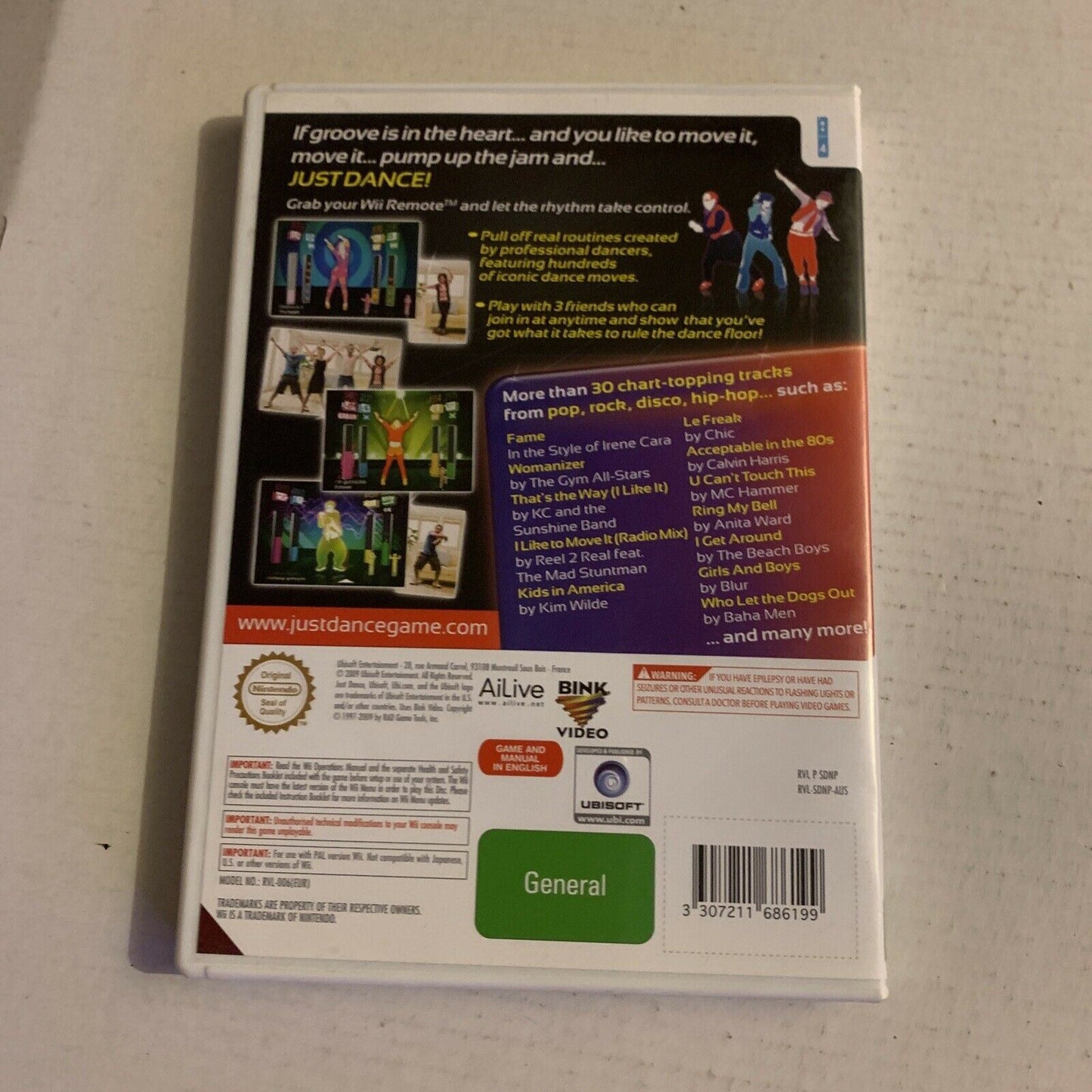 Just Dance - Nintendo Wii Game Pal With Manual