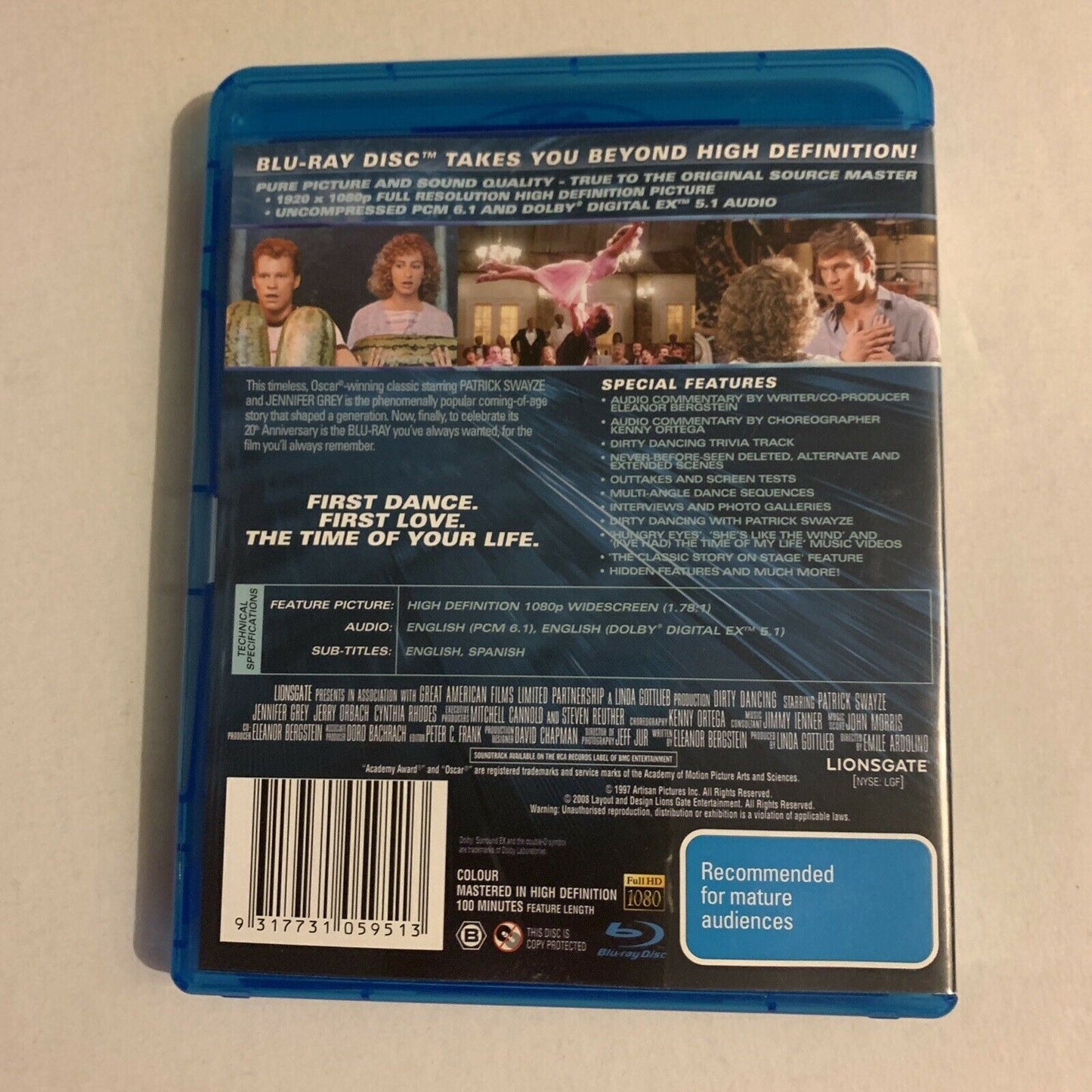 Dirty Dancing - 25th Anniversary Edition (Blu-ray, 1987) Region B