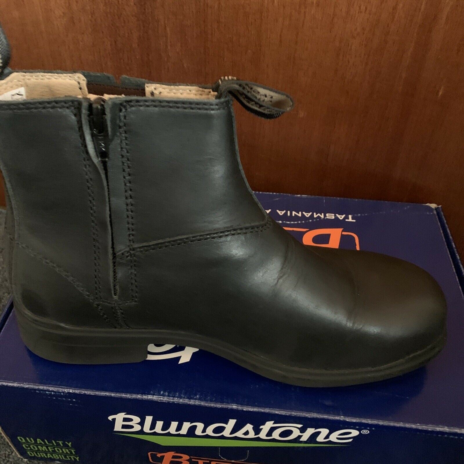 Blundstone 783 Black Full Grain Leather Zip Sided Steel Toe Size