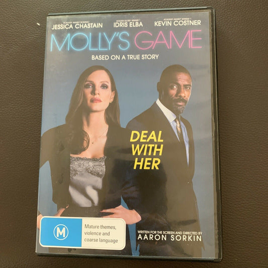 Molly's Game (DVD, 2017) Region 4. Idris Elba, Jessica Chastain