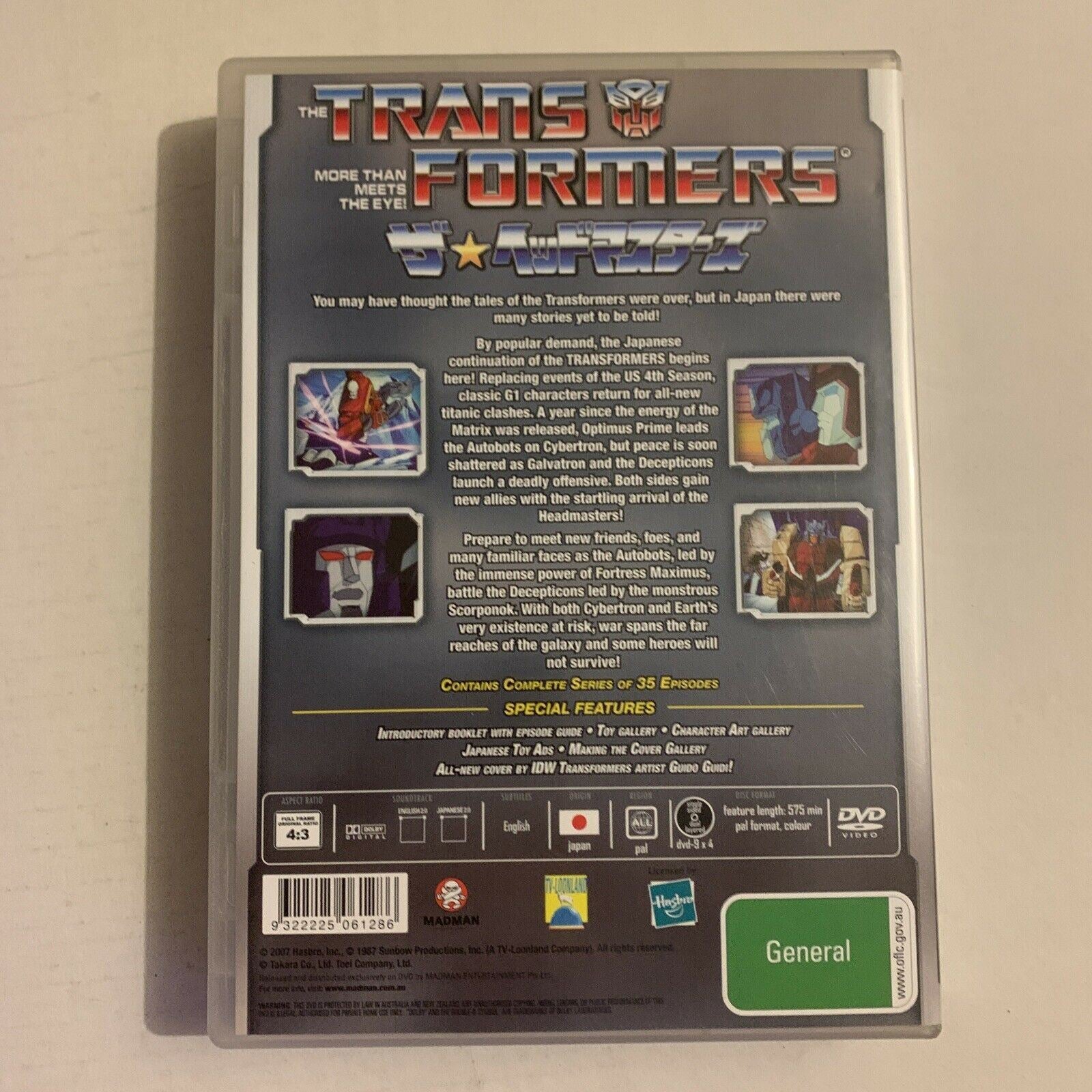 トランスフォーマーG1日本版 DVD全巻 (PAL) Headmasters Amazon.com
