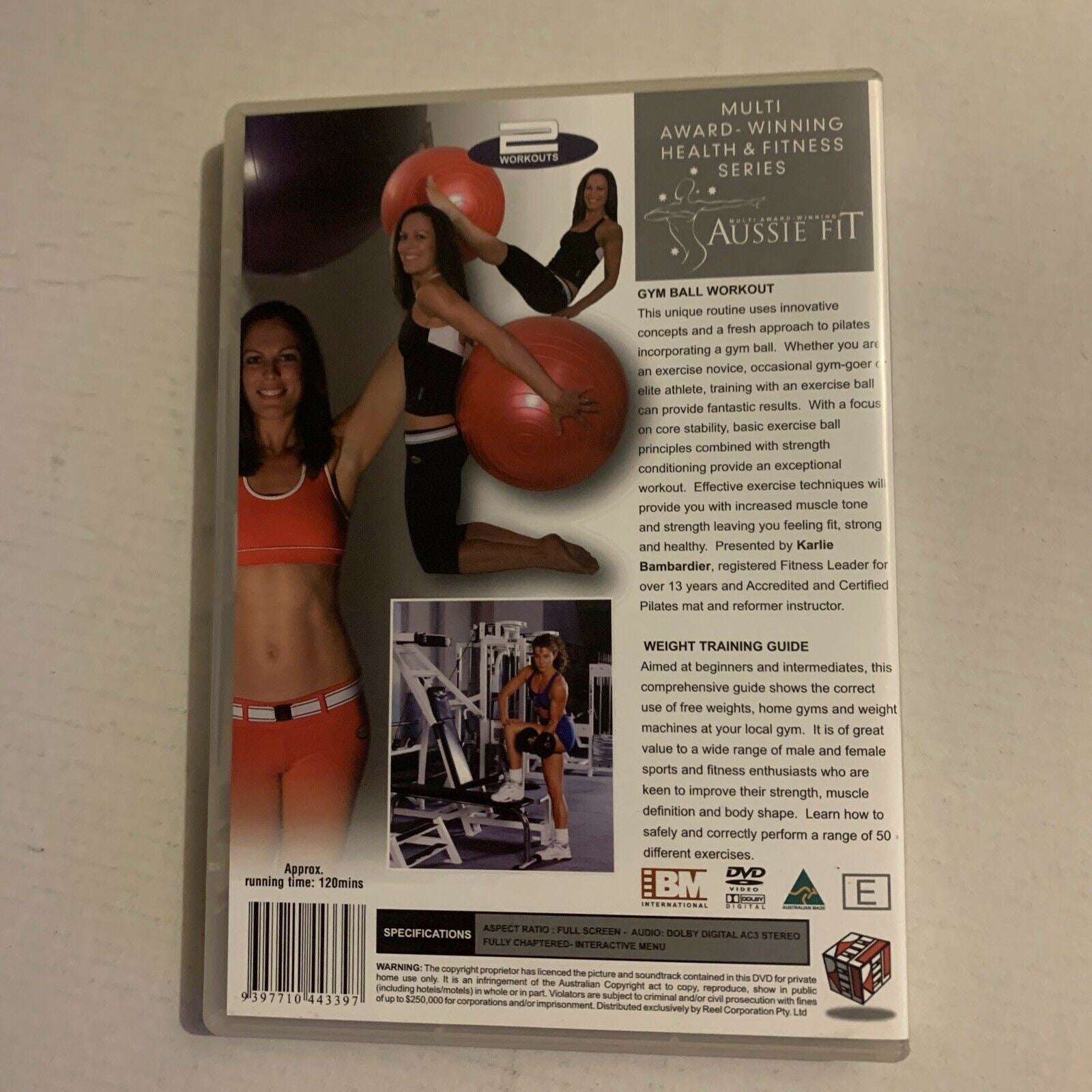 Aussie Fit Gym Ball Workout Weight Training Guide DVD Karlie