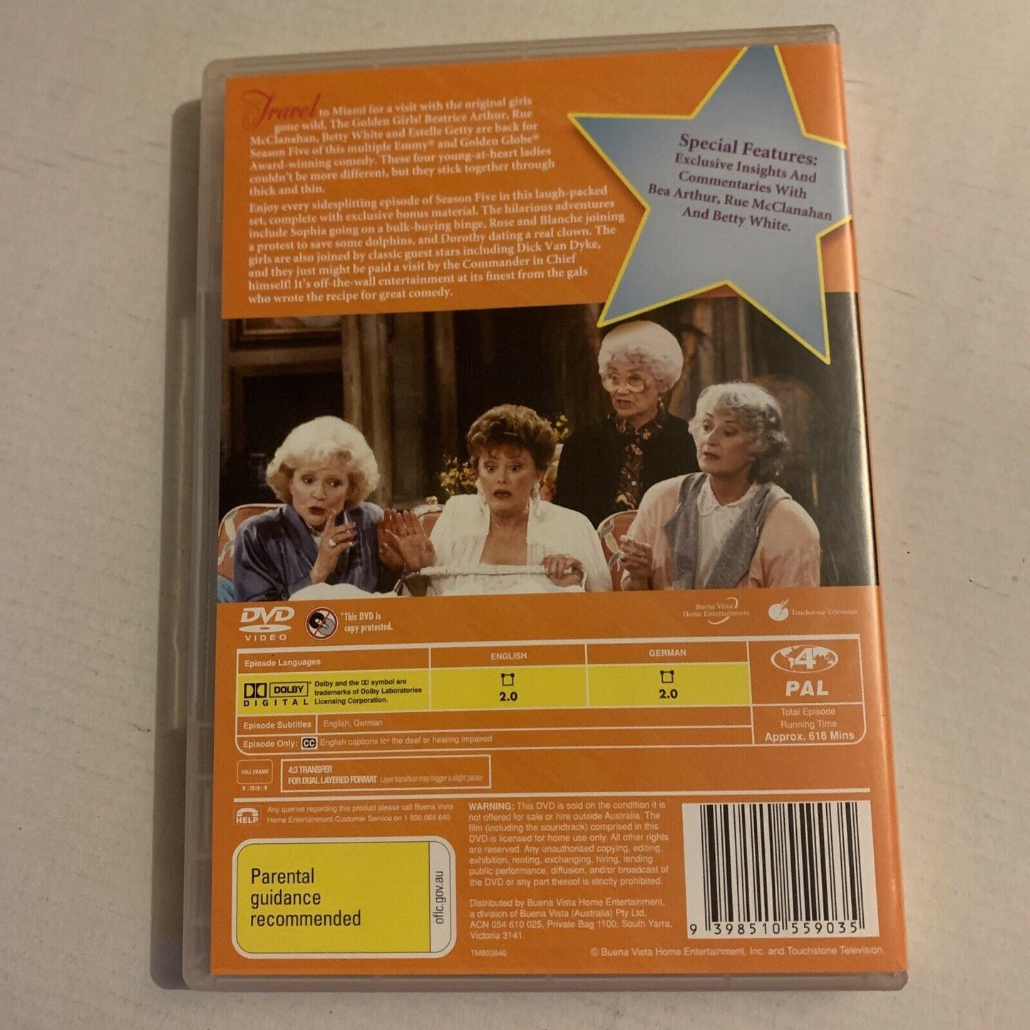 The Golden Girls : Season 5 (DVD, 1990) Region 4,2