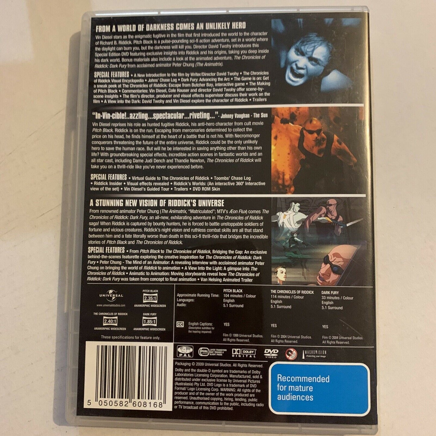 Pitch Black / The Chronicles of Riddick / Dark Fury DVD Region 4