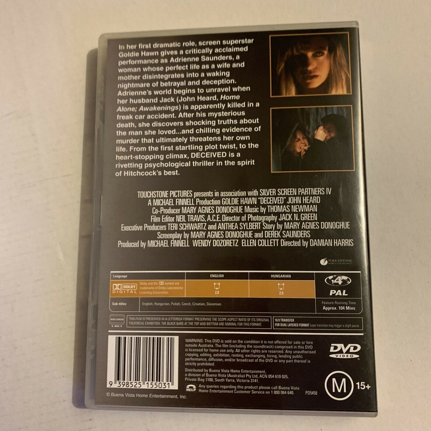 Deceived (DVD, 1991) Goldie Hawn. Region 4,2