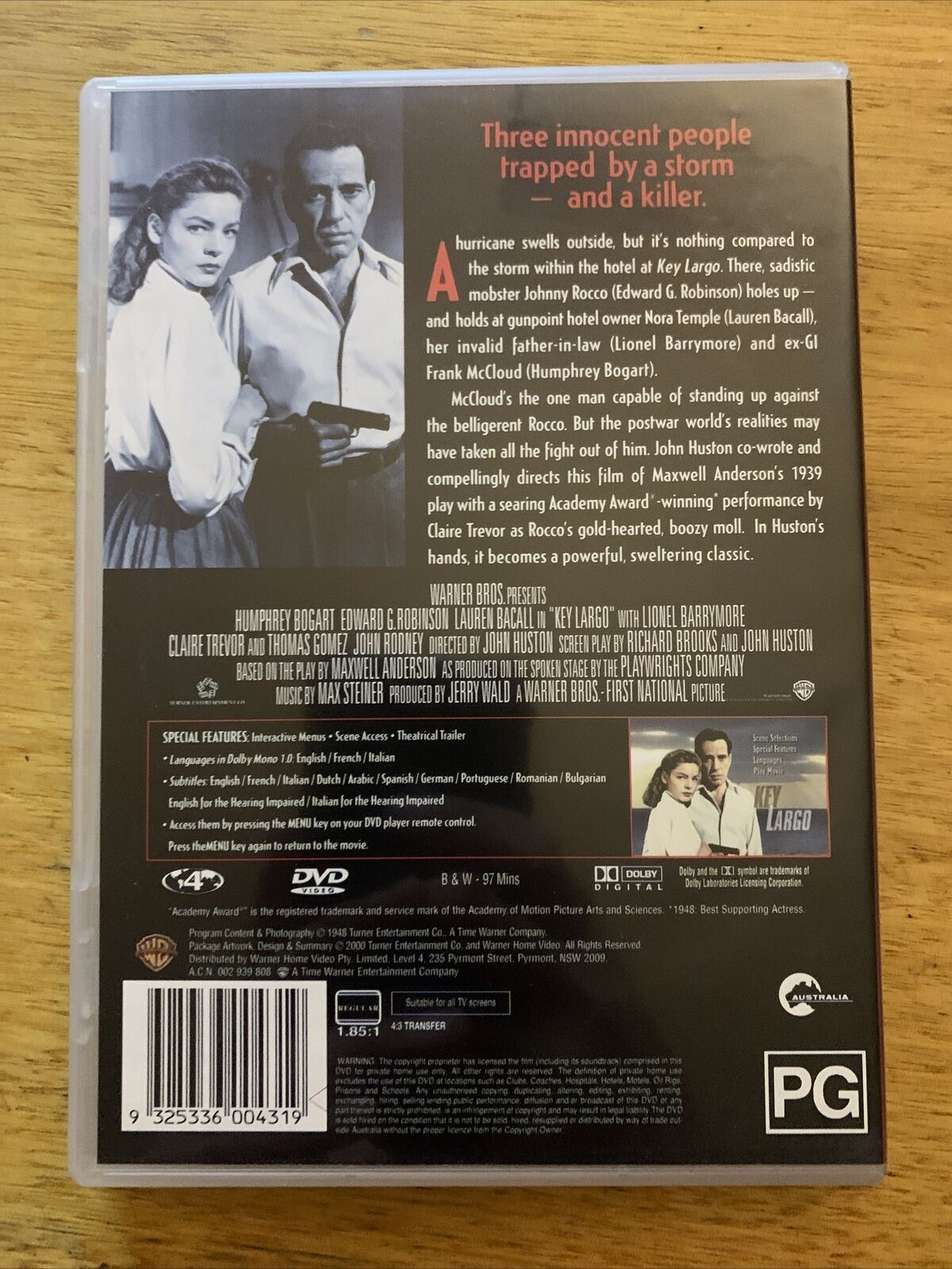 Key Largo (DVD, 1948) Humphrey Bogart, Lauren Bacall. Region 4&2 ...