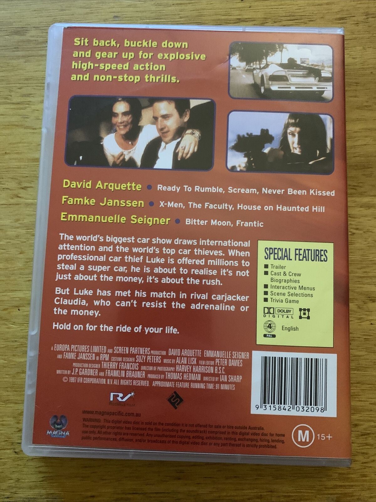 R.P.M. (DVD, 1998) David Arquette, Emmanuelle Seigner, Famke Janssen.  Region 4