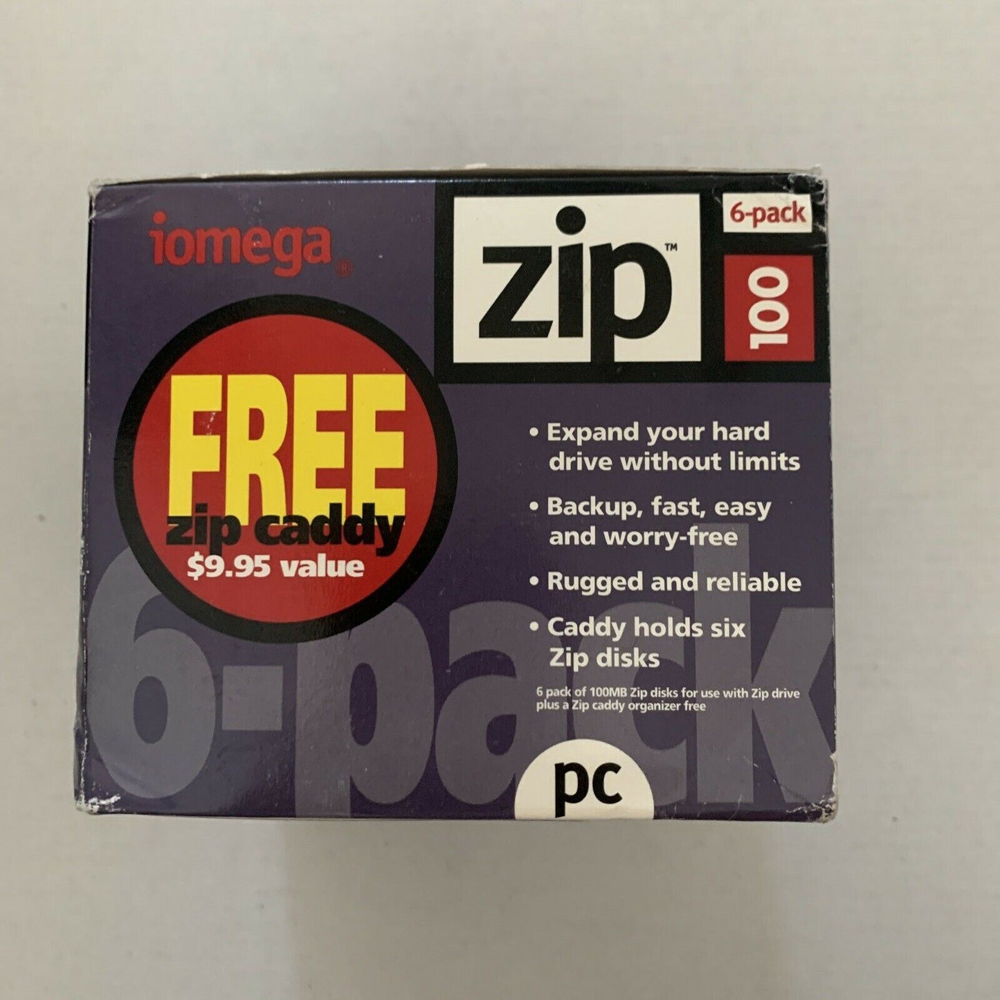 *New* Iomega Blank Zip Disks 100MB 6-Pack With Zip Caddy