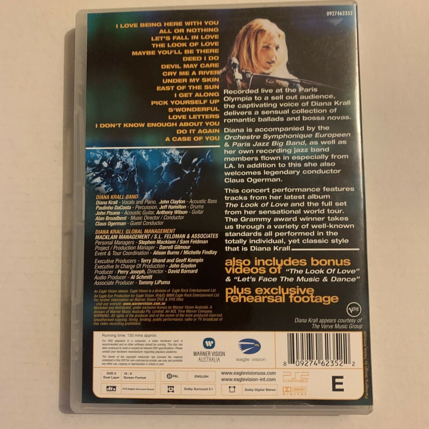Diana Krall - Live In Paris (DVD, 2002)  All Regions