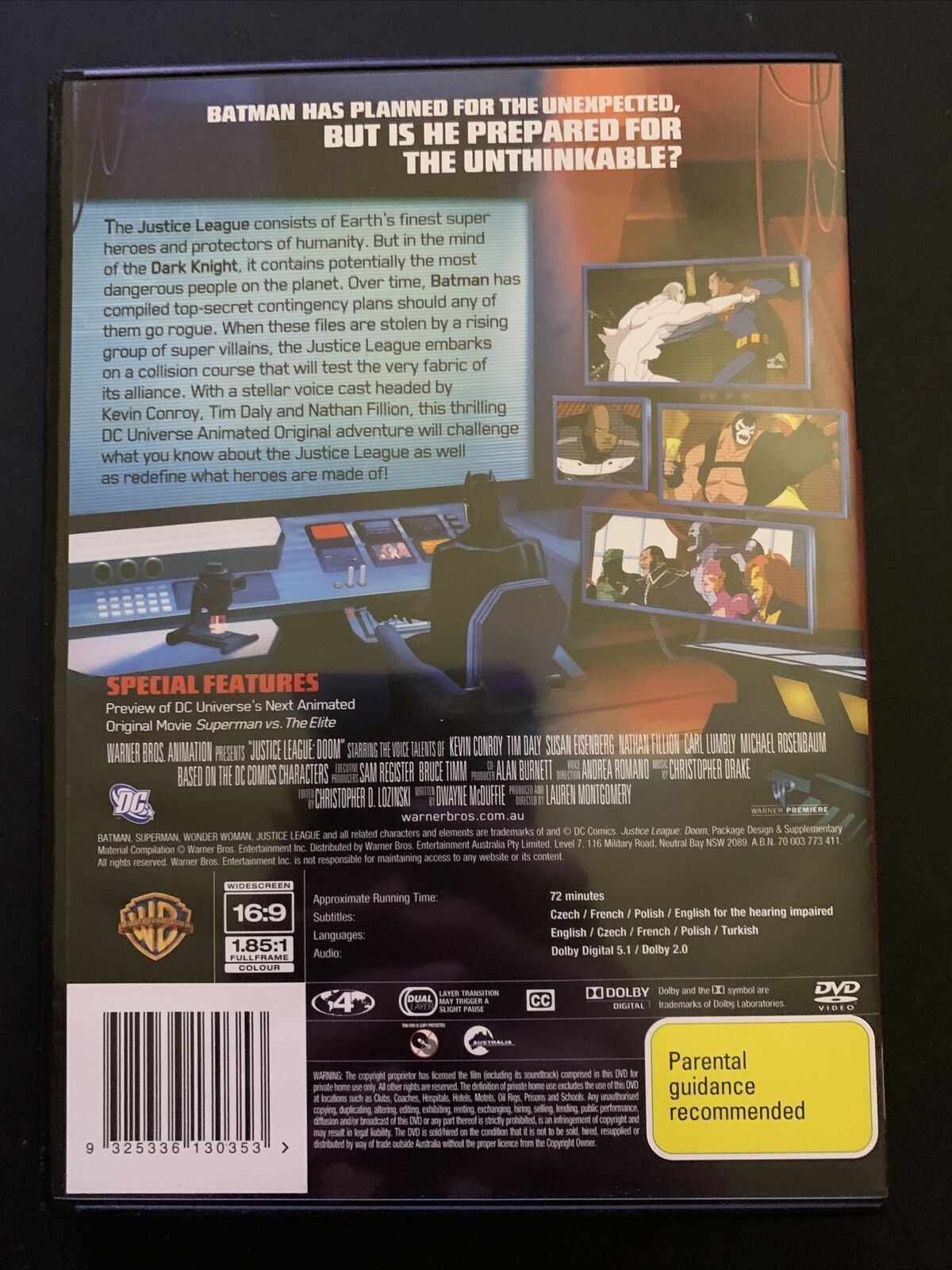 Justice League - Doom (DVD) Batman Animation. Region 4&2