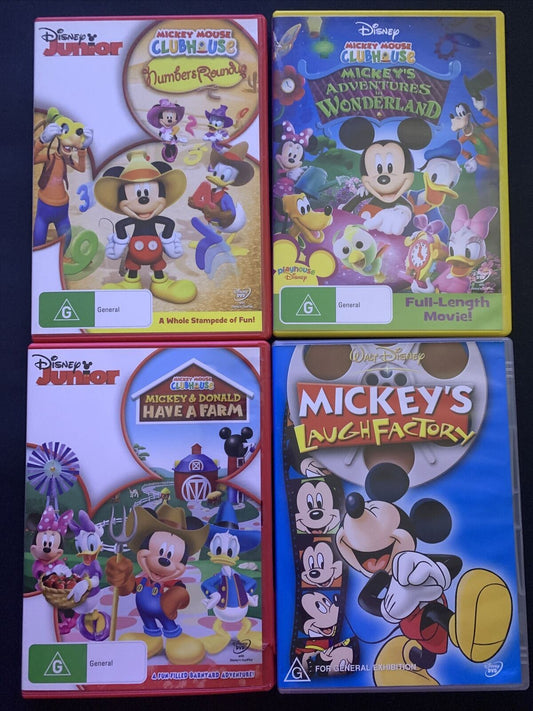 4x Disney Mickey Mouse DVD - Disney Animation Movies. Region 4