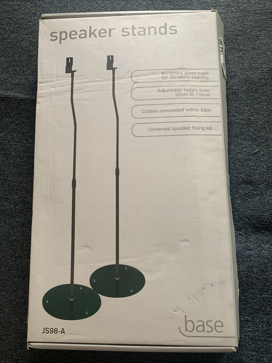 Base Speaker Stands JS98-A with Weighted Glass Base, Adjustable Height 92-116cm