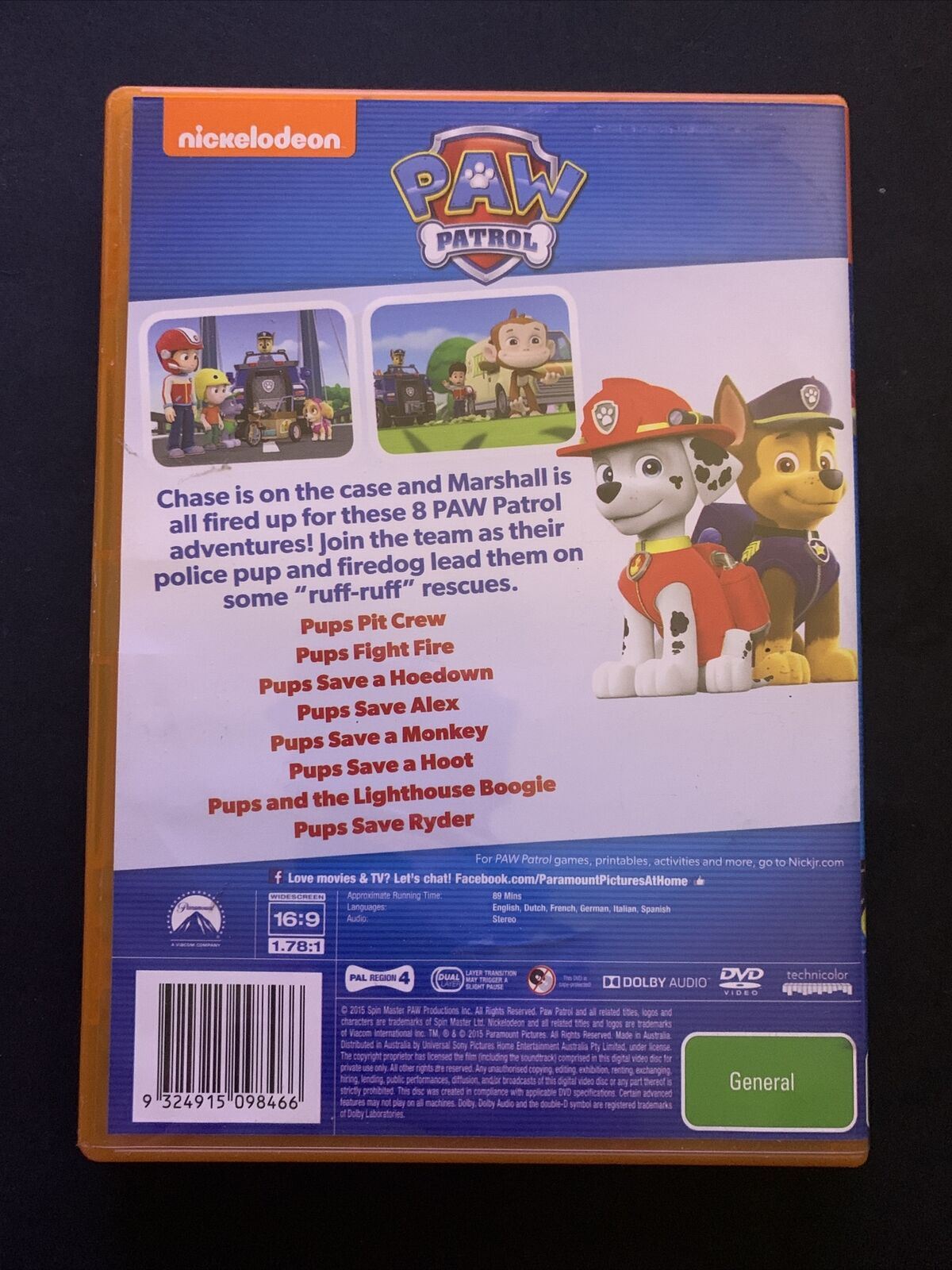 Paw Patrol - Marshall And Chase On The Case (DVD) Region 4&2