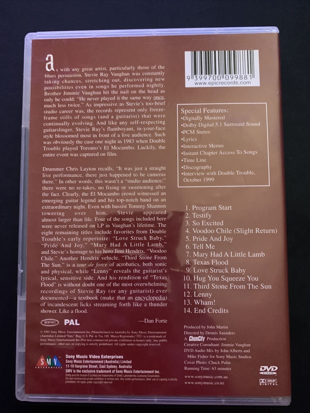 Stevie Ray Vaughan And Double Trouble - Live At The El Mocambo (DVD, 1983)