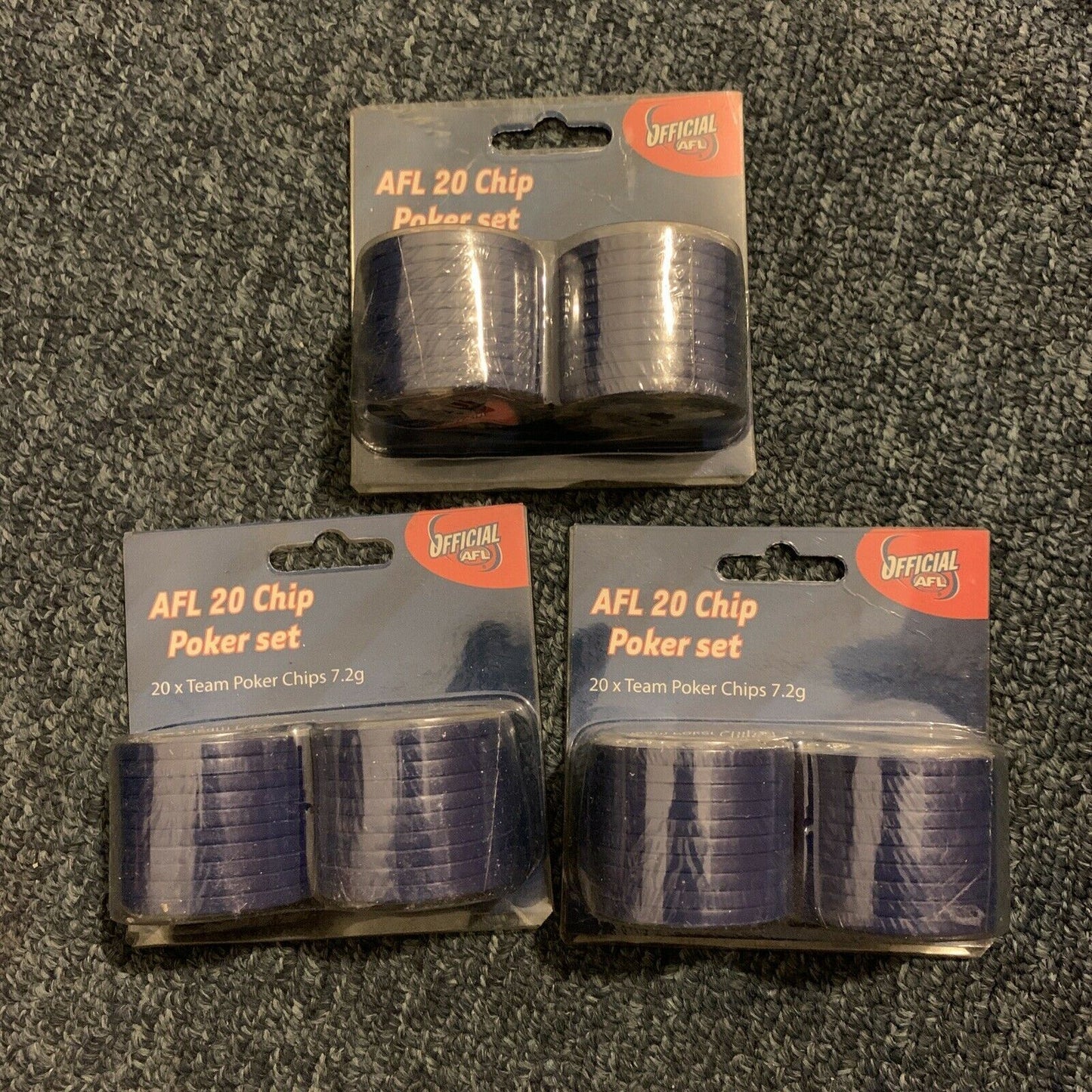 3x AFL Adelaide Crows 20 Chip Poker Set