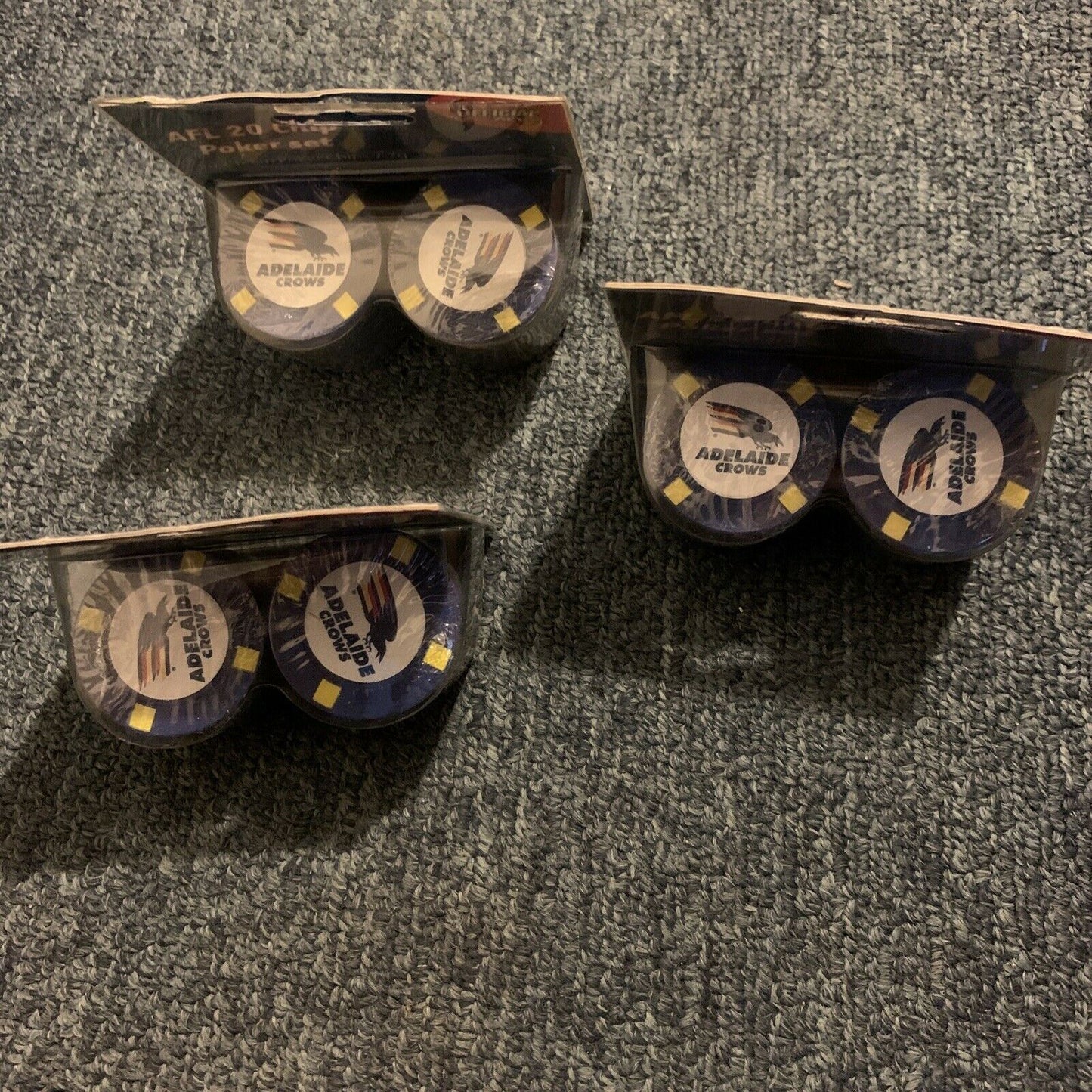 3x AFL Adelaide Crows 20 Chip Poker Set