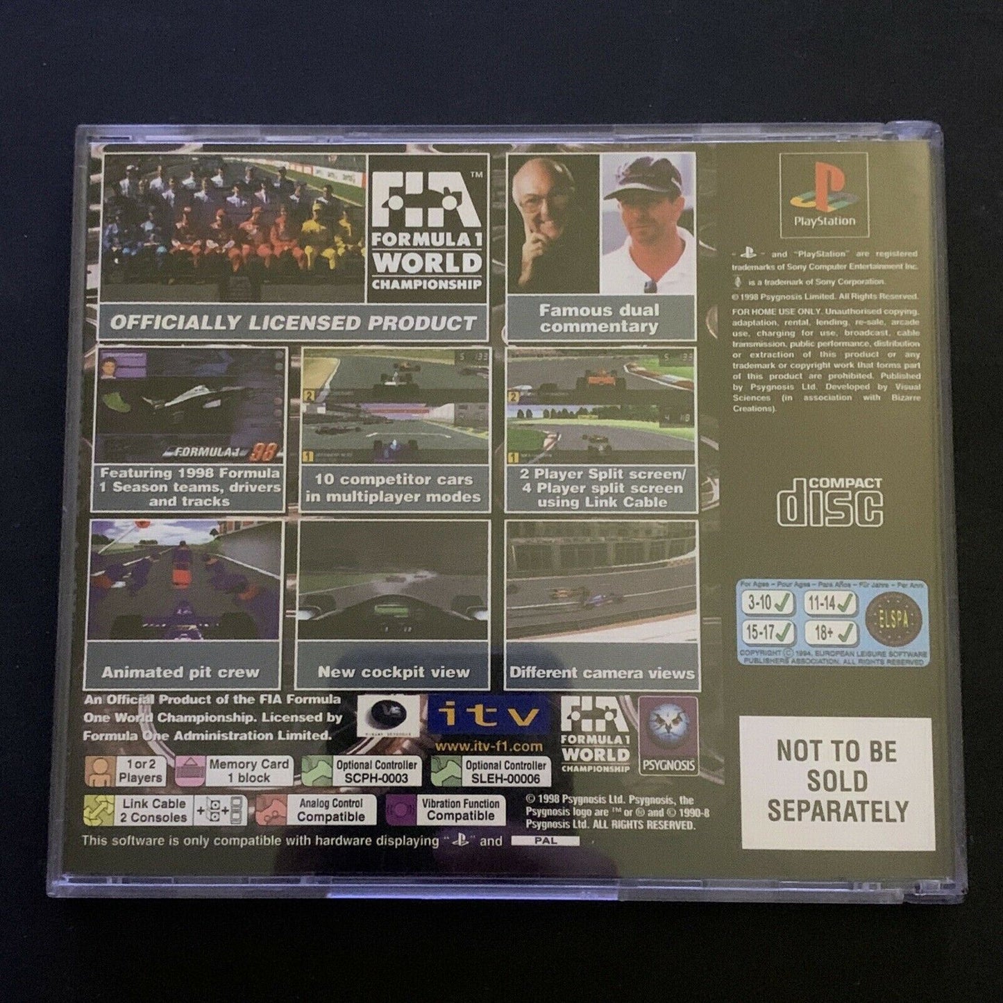 Formula 1 98 - Playstation One PS1 PAL F1 Racing Game