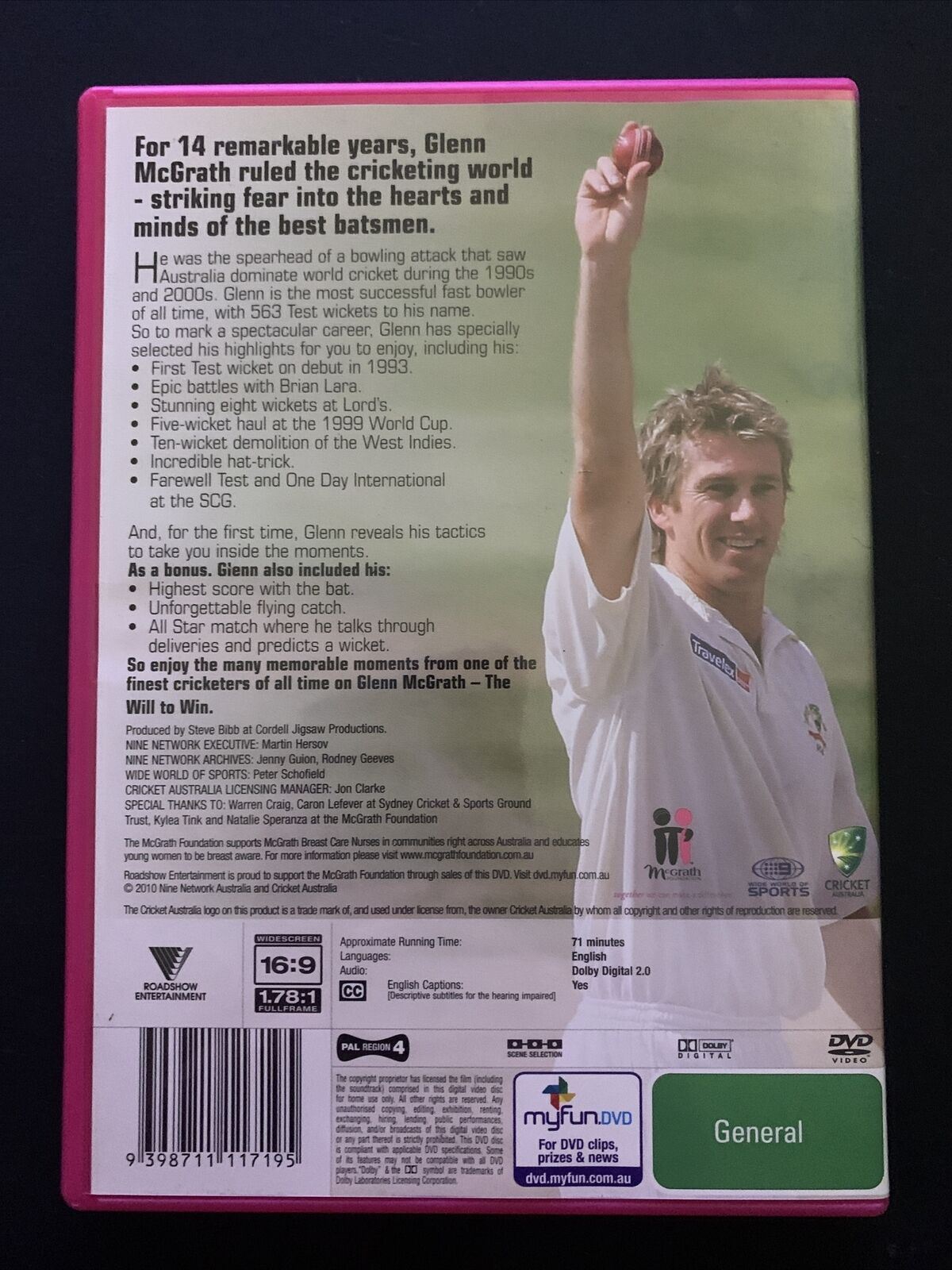 Glenn Mcgrath - The Will To Win (DVD, 2010) Region 4