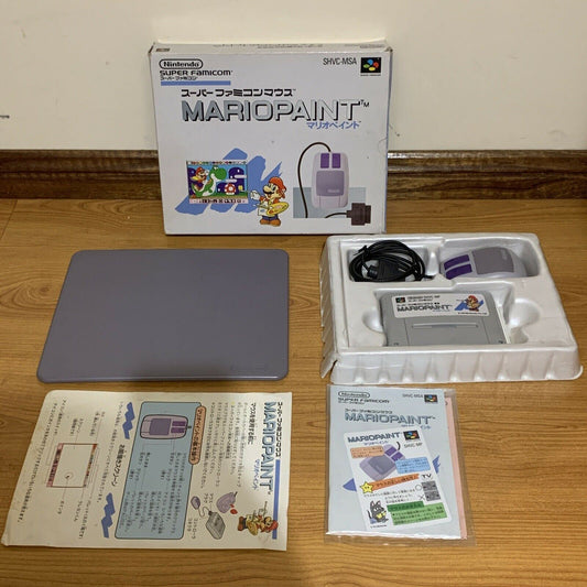 Mario Paint - Nintendo Super Famicom SNES Complete w Mouse, Mat & Japan Game