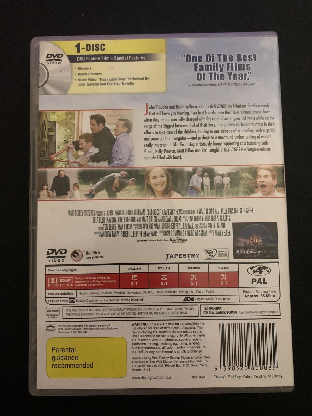 Old Dogs (DVD, 2010) John Travolta, Robin Williams, Kelly Preston. Region 4&2