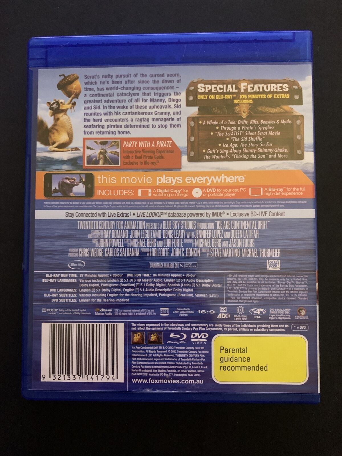 Ice Age 4 - Continental Drift (Blu-ray & DVD, 2012) Region B & 4