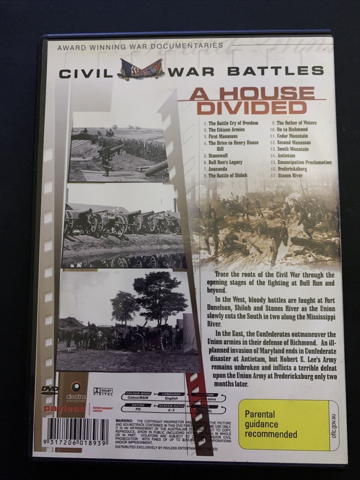 American Civil War Battles: A House Divided (DVD) Documentary. All Regions