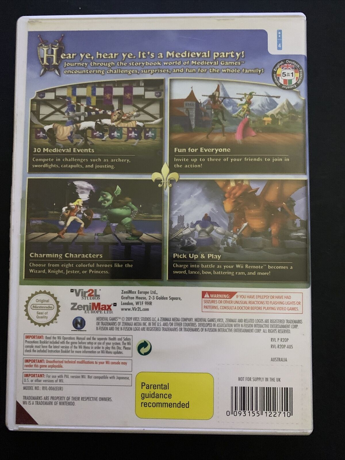 Medieval Games - Nintendo Wii PAL Game with Manual
