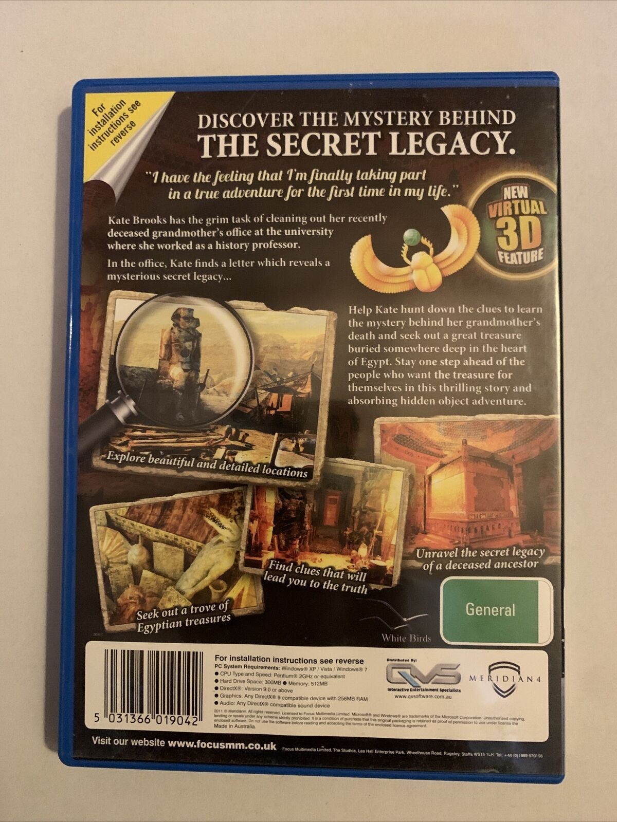 The Secret Legacy: An Egyptian Mystery - PC Windows Hidden Object Game