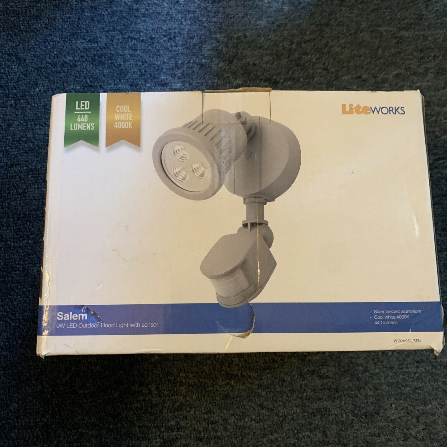 Liteworks 9W LED Outdoor Flood Light With Sensors 440 Lumens Diecast Aluminium
