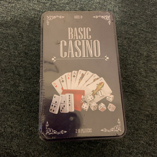 Basic Casino Game Pack Poker Yahtzee Domino NEW Sealed Tin Edition
