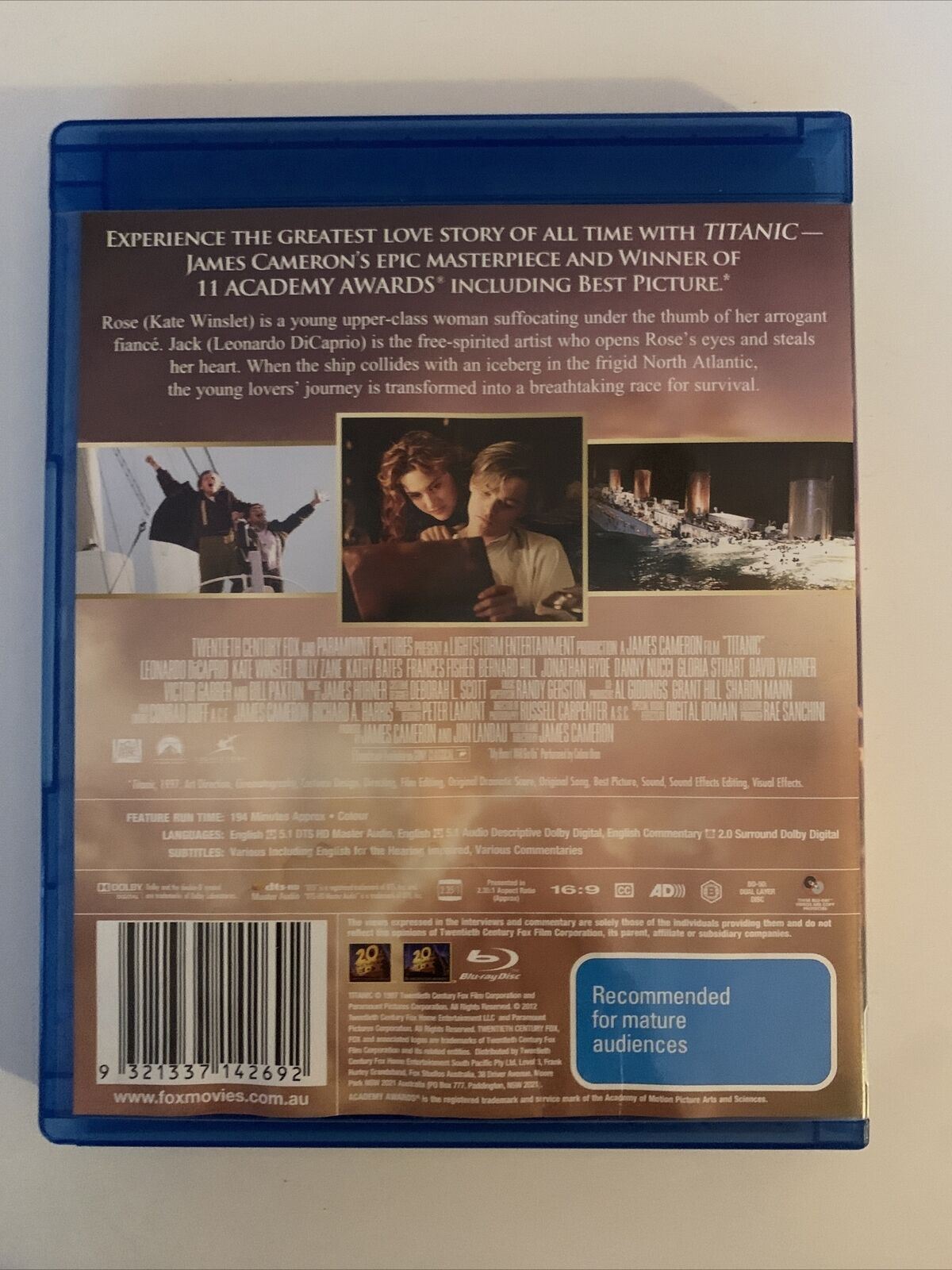 Titanic (Blu-ray, 1997) Leonardo DiCaprio, Kate Winslet, Billy Zane. Region B